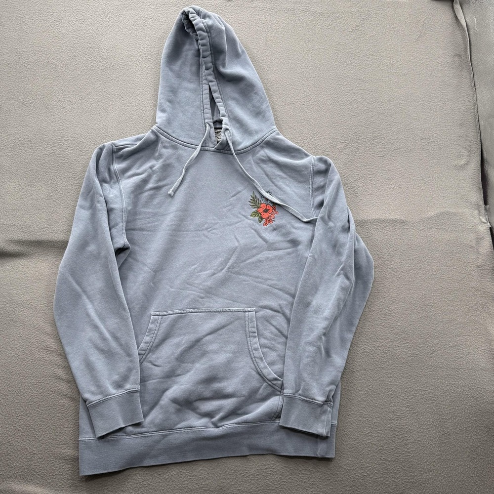Santa Cruz Hoodie Mens Medium Blue Pullover‎ Fleece Sweatshirt Floral Graphic